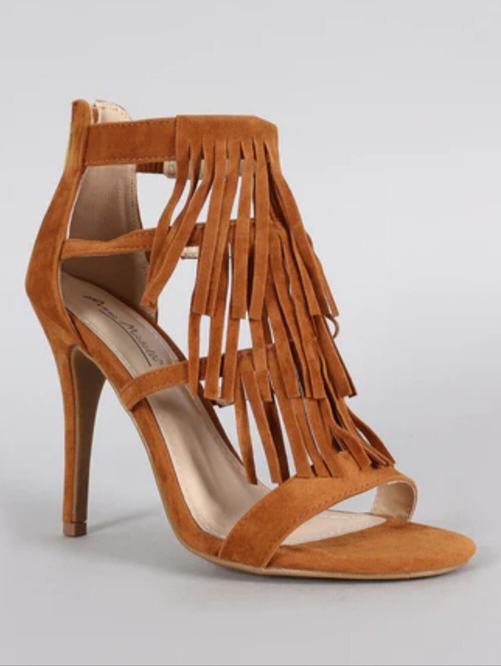 Anne Michelle Falling Fringe Open Toe Heel - Size 10